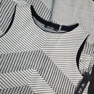 NIC+ZOE Chevron Knit Sweater Dress Creme Brulee Sleeveless Shift Size M NEW